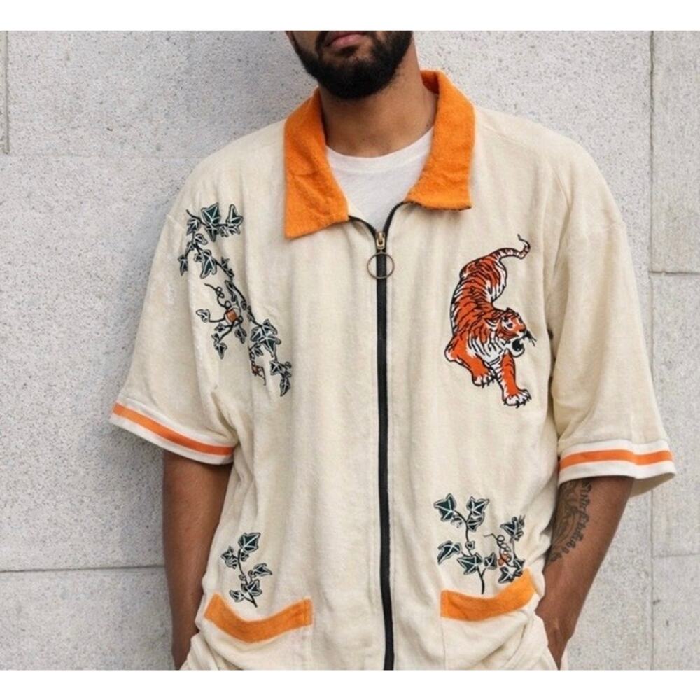 Tombolo Crouching Tiger Hidden Beverage Cabana Shirt XXL